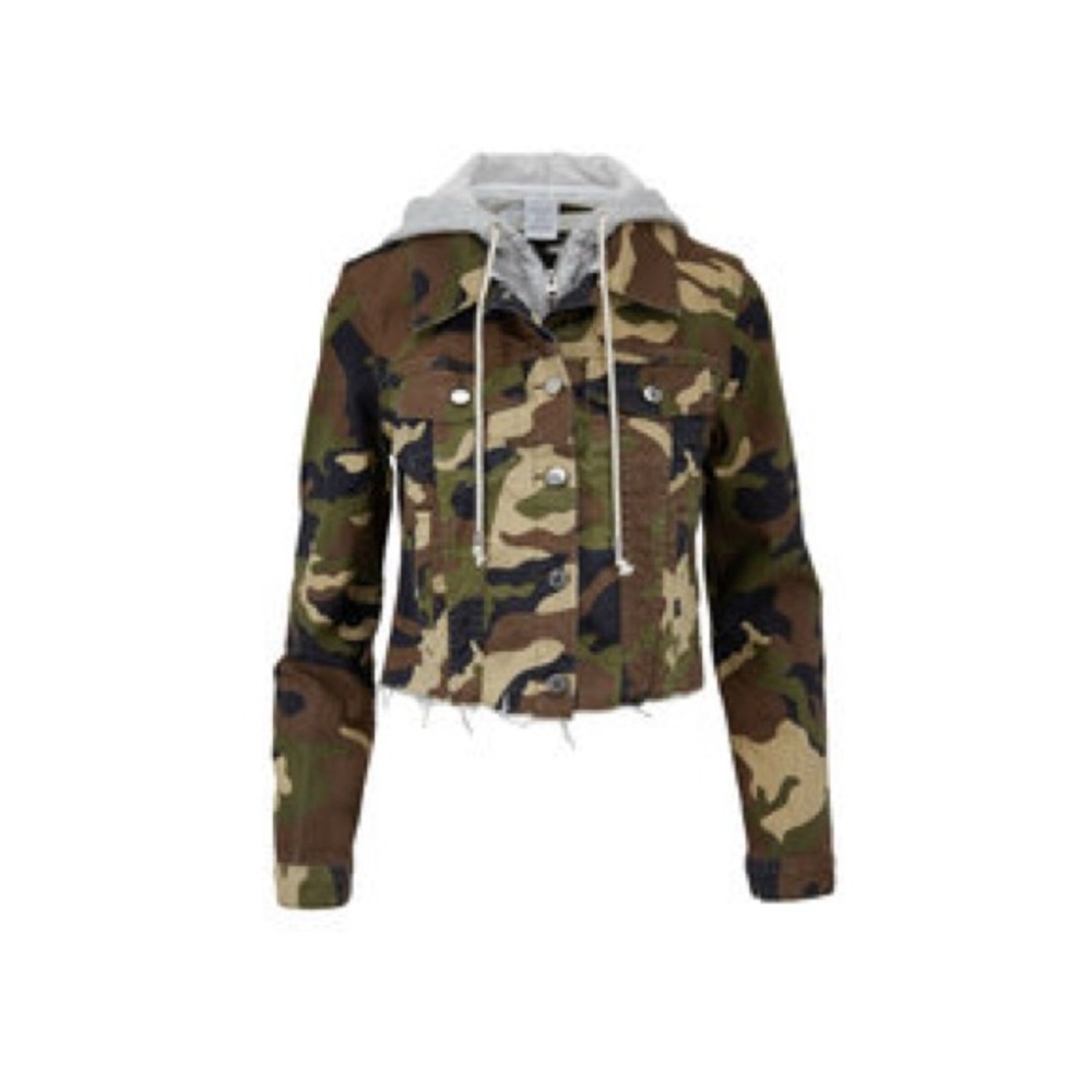 Cara Camo & Terry Hooded Dickey Jacket, Medium